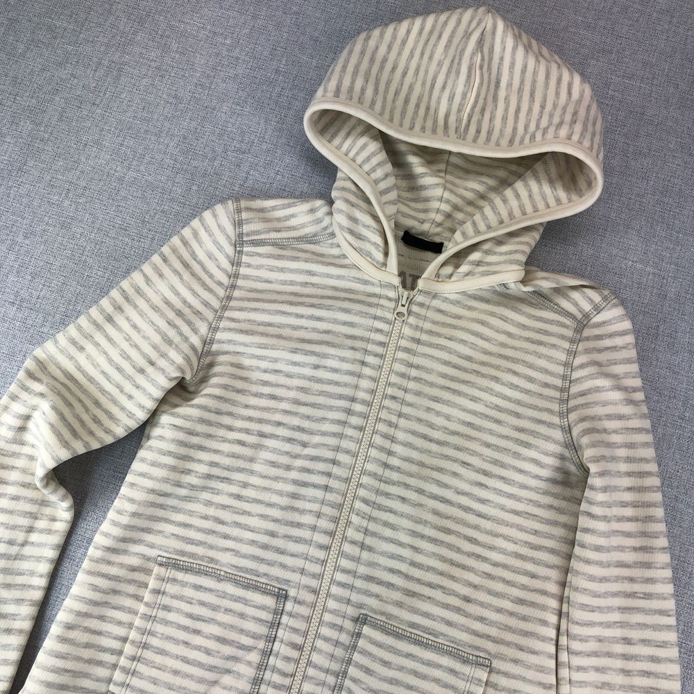 ATM Anthony Thomas Melillo Hoodie Sweatshirt Terry Cotton Oatmeal Gray Stripe XS